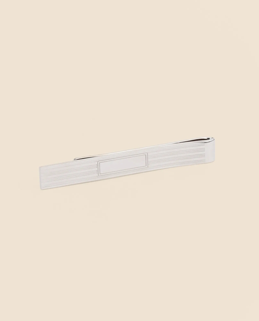 Sterling Silver Engravable Rhodium-Plated Tie Clip
