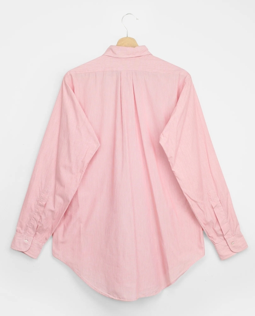 Red Hairline Stripe Point Collar Shirt, 1970s, 15.5