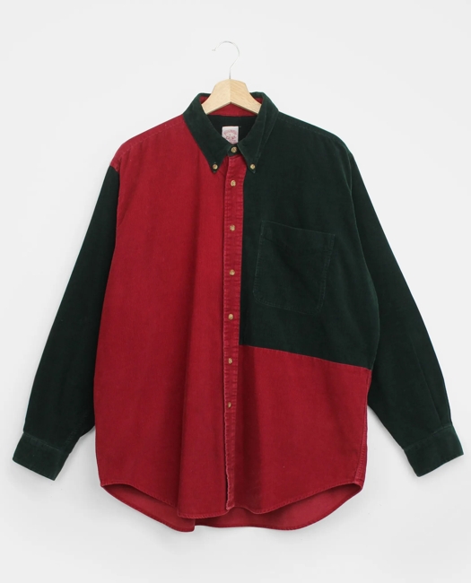 Patchwork Corduroy Button Down Shirt, 1990s, L