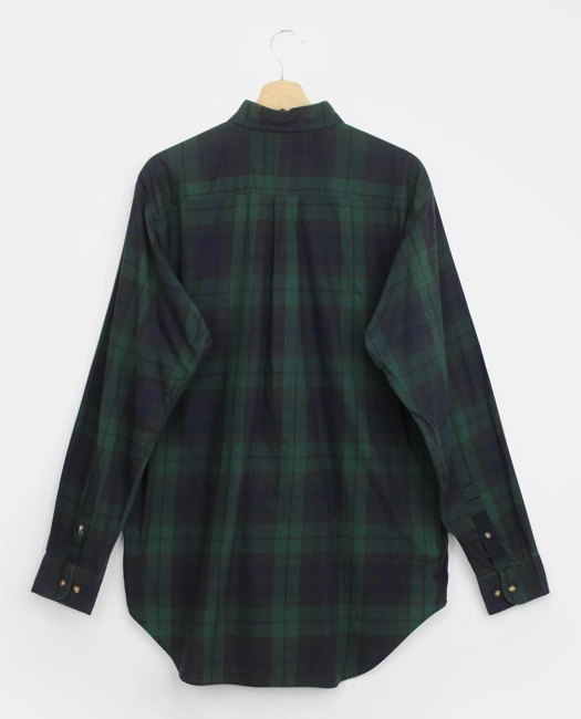 Blackwatch Cotton Flannel Button Down Shirt, 1990s, M