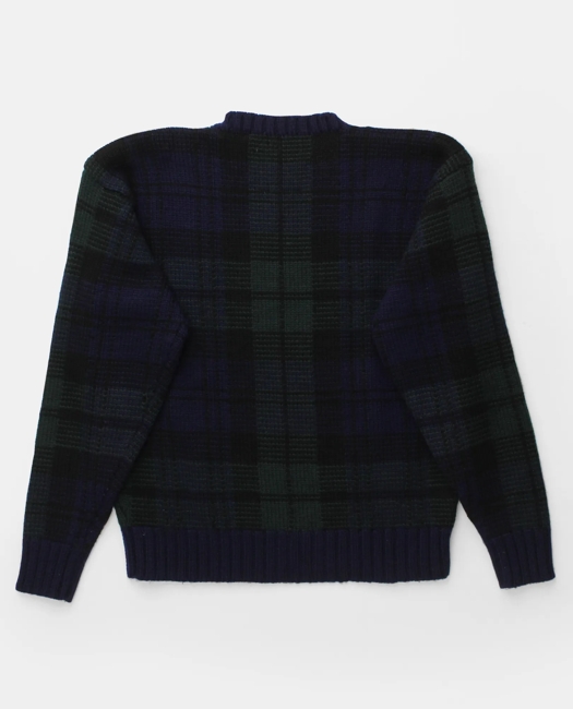 Blackwatch Intarsia Knit Wool Sweater, 1990s, L