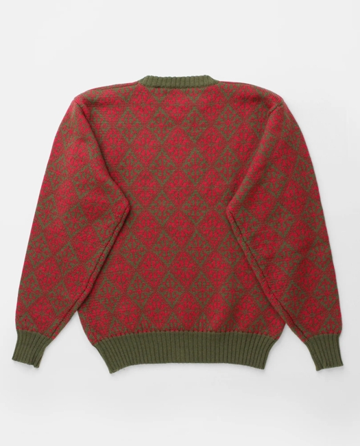 Snowflake Pattern Instarsia Knit Wool Sweater, 1970s, M