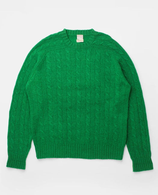 Cable Knit Shetland Sweater, 1980s, XL