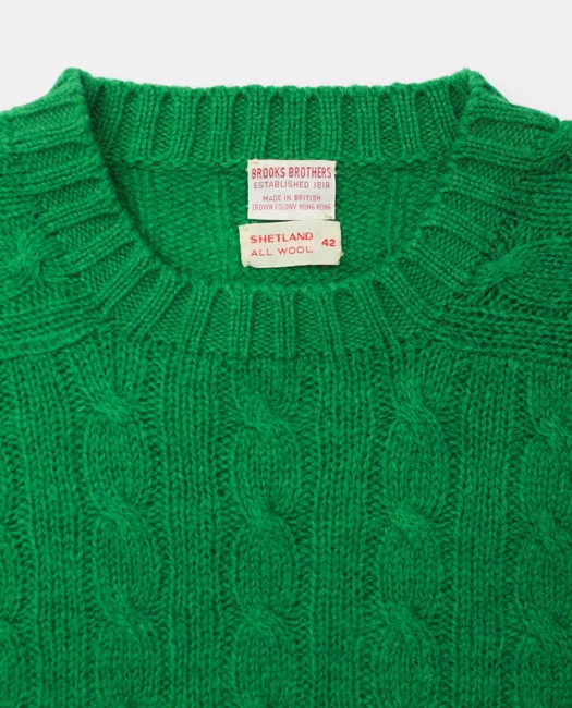Cable Knit Shetland Sweater, 1980s, XL