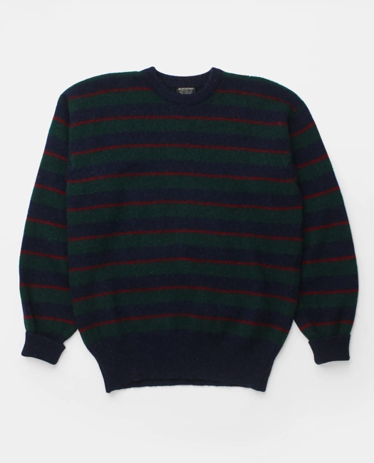 Striped Shetland Crewneck Sweater, 1970s, XL