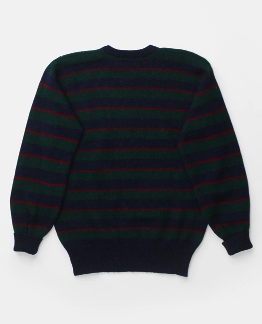 Striped Shetland Crewneck Sweater, 1970s, XL