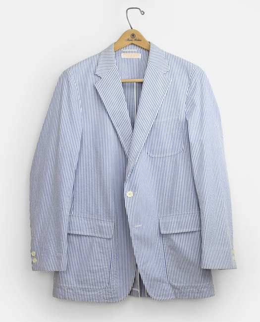 BrooksGate Wash & Wear Seersucker Sport Coat, 1980s, 43 L