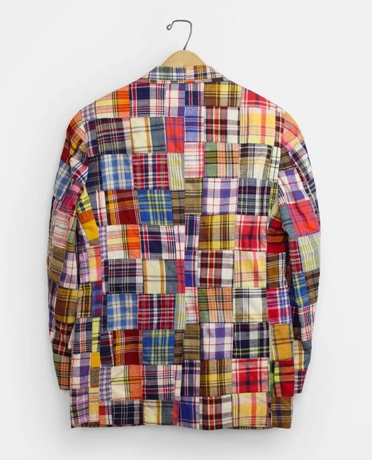 University Shop Patchwork Madras Sport Coat, 1970s, 37 S