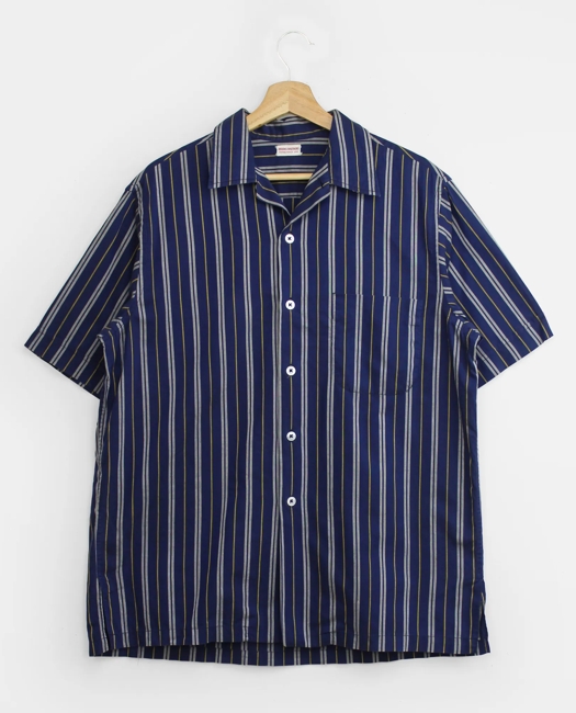 Striped Camp Collar Short-Sleeved Shirt, 1960s, M