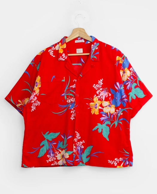 BrooksGate Hawaiian Print Short-Sleeved Shirt, 1980s, M