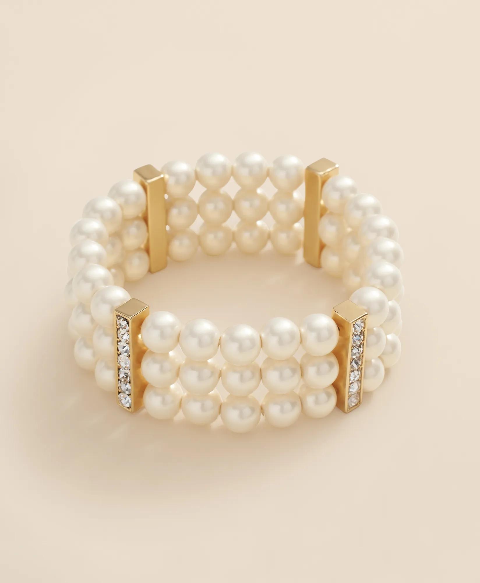 Women's Triple Strand Stretch Faux-Pearl Bracelet | Brooks