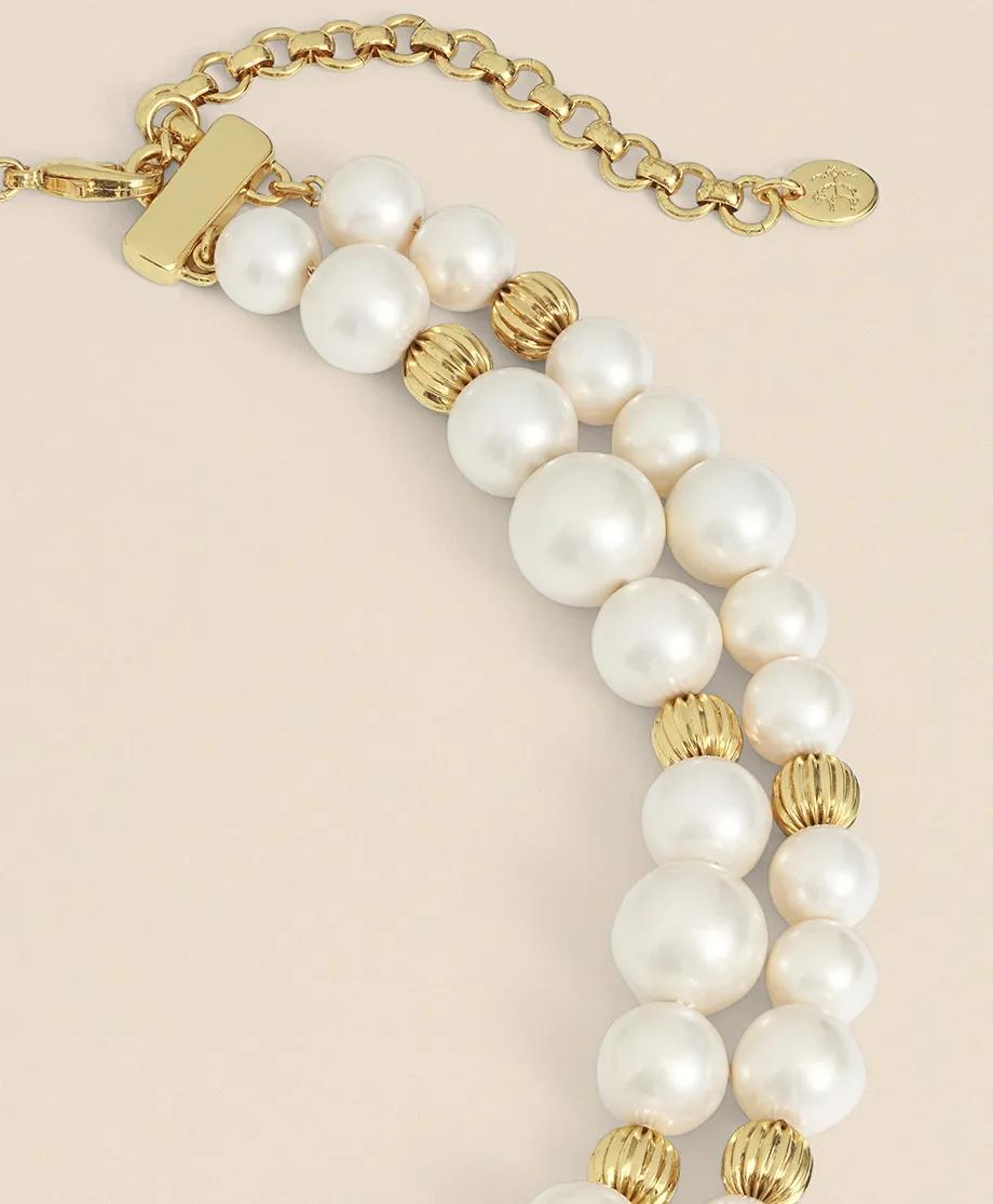 Double Strand Gold-Tone Faux-Pearl Necklace