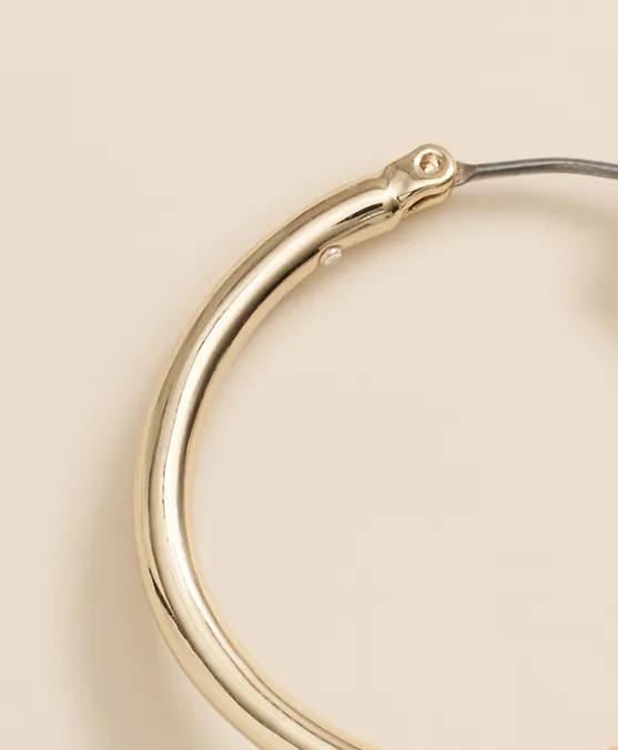 Gold-Tone Faux-Pearl Drop Hoop Earrings