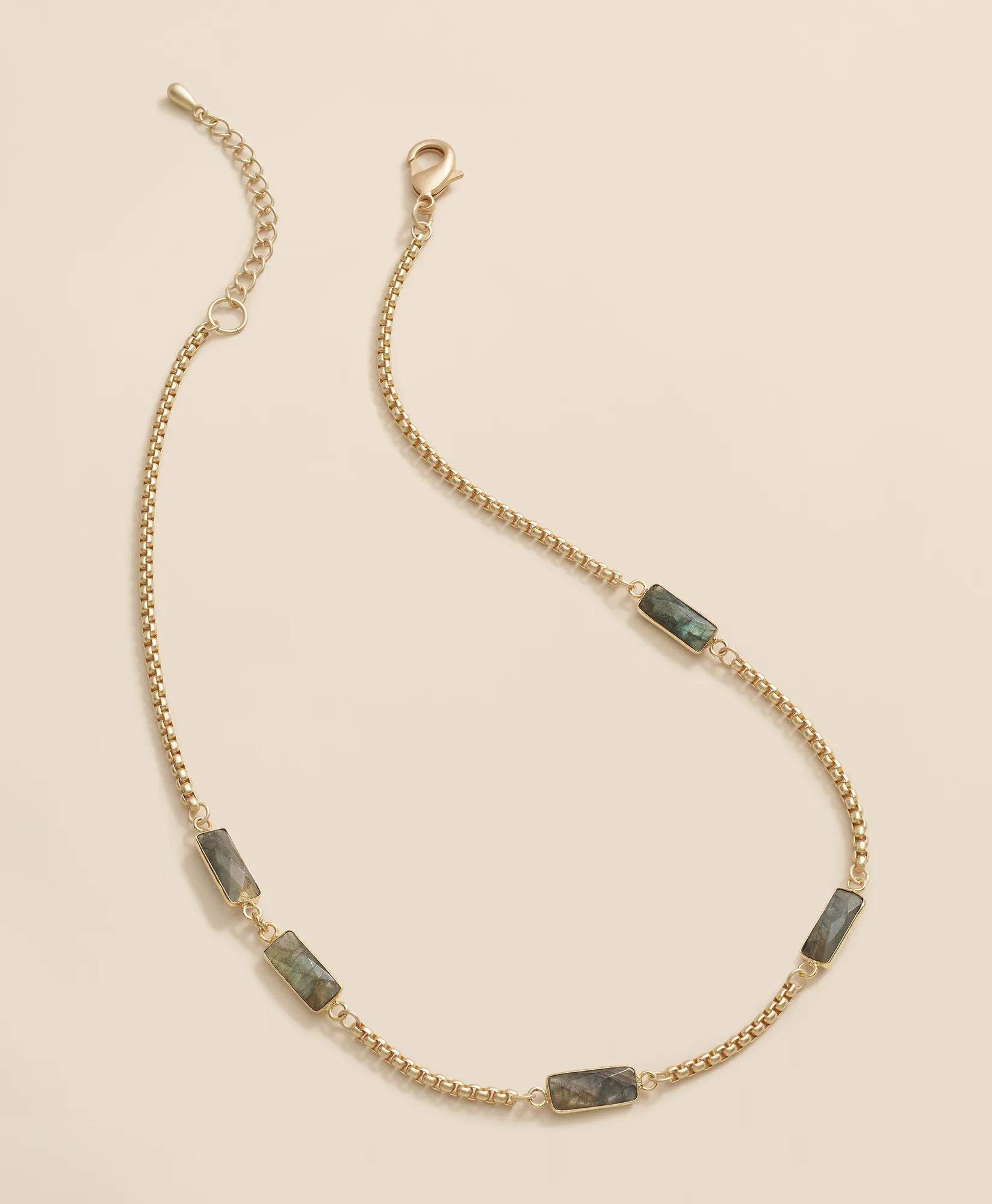 Loni Paul Labradorite Baguette Short Necklace in 14K Plated Gold