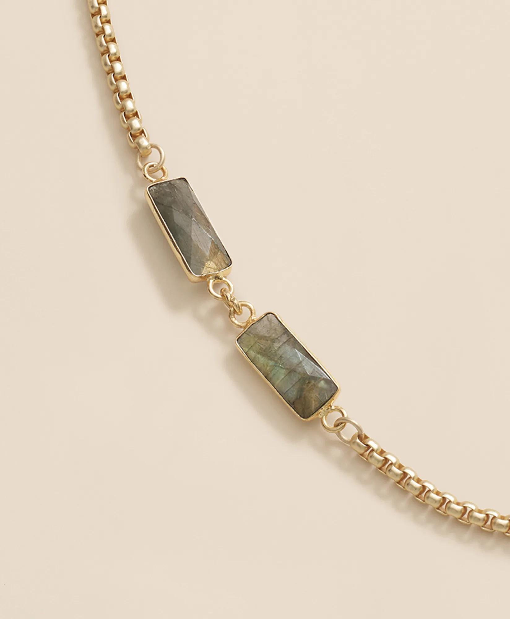 Loni Paul Labradorite Baguette Short Necklace in 14K Plated Gold