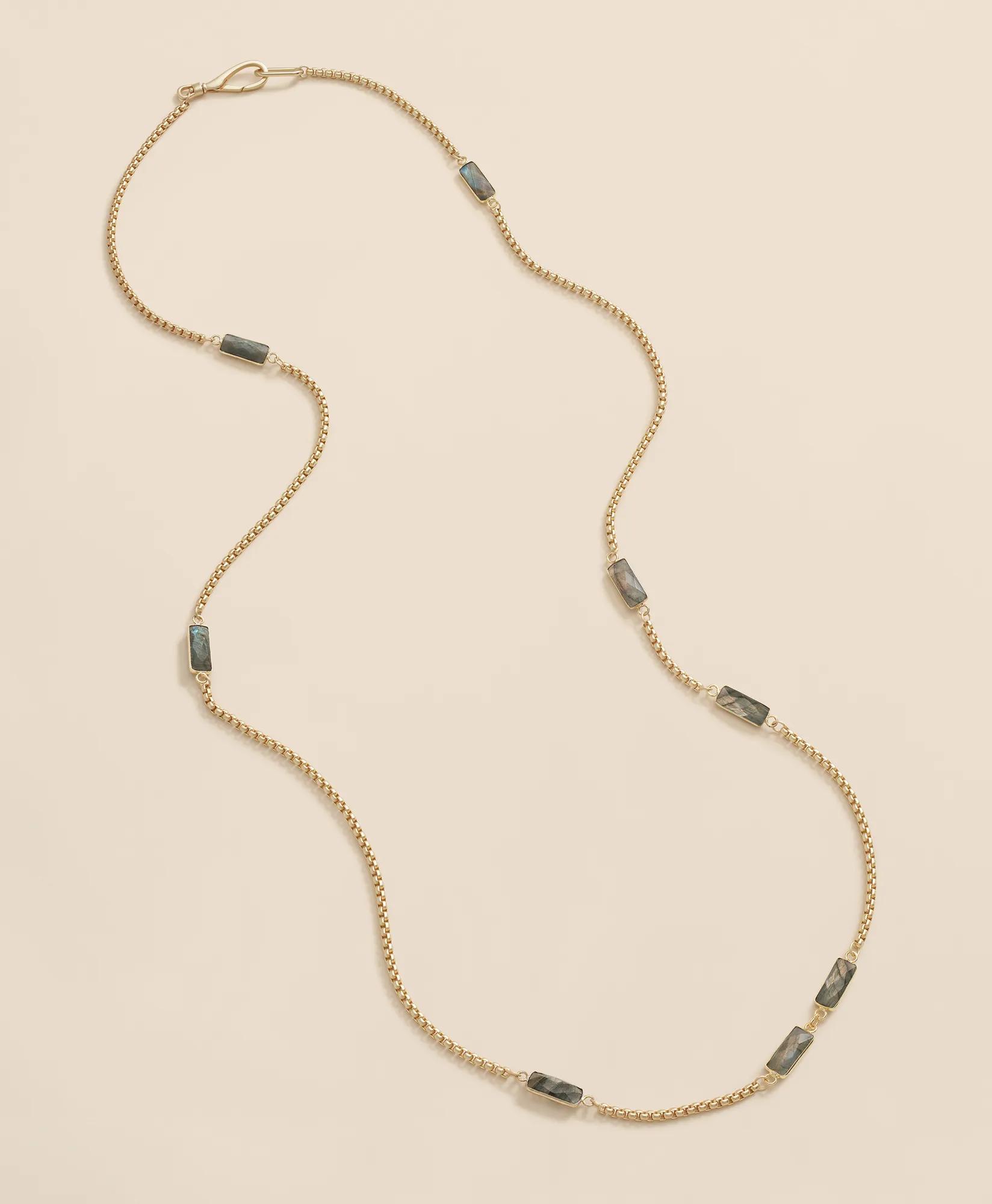 Loni Paul Labradorite Baguette Long Necklace in 14K Plated Gold
