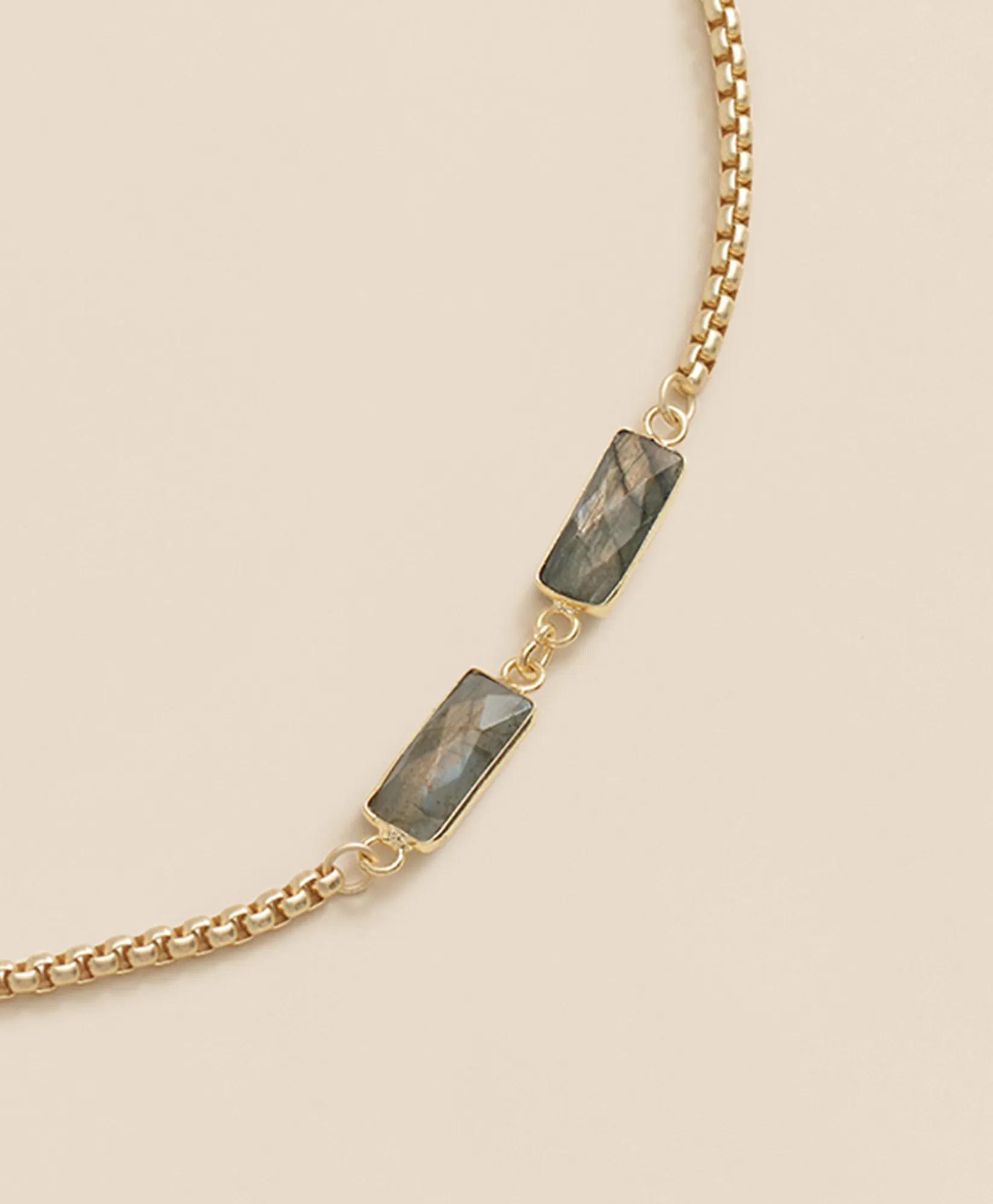 Loni Paul Labradorite Baguette Long Necklace in 14K Plated Gold
