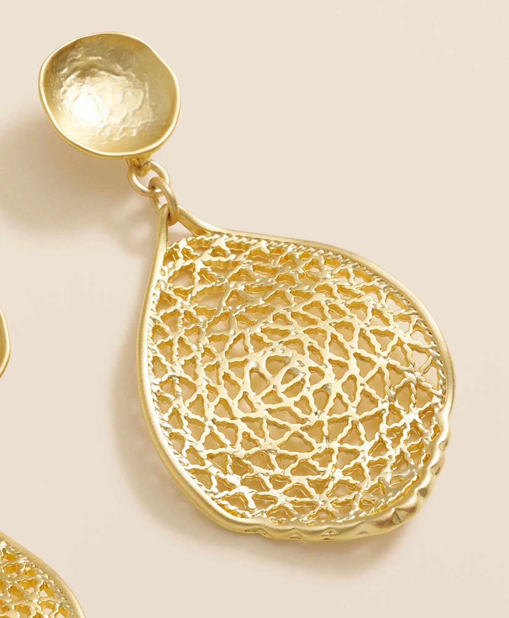 Loni Paul Heart Lace Earrings in 14K Plated Gold