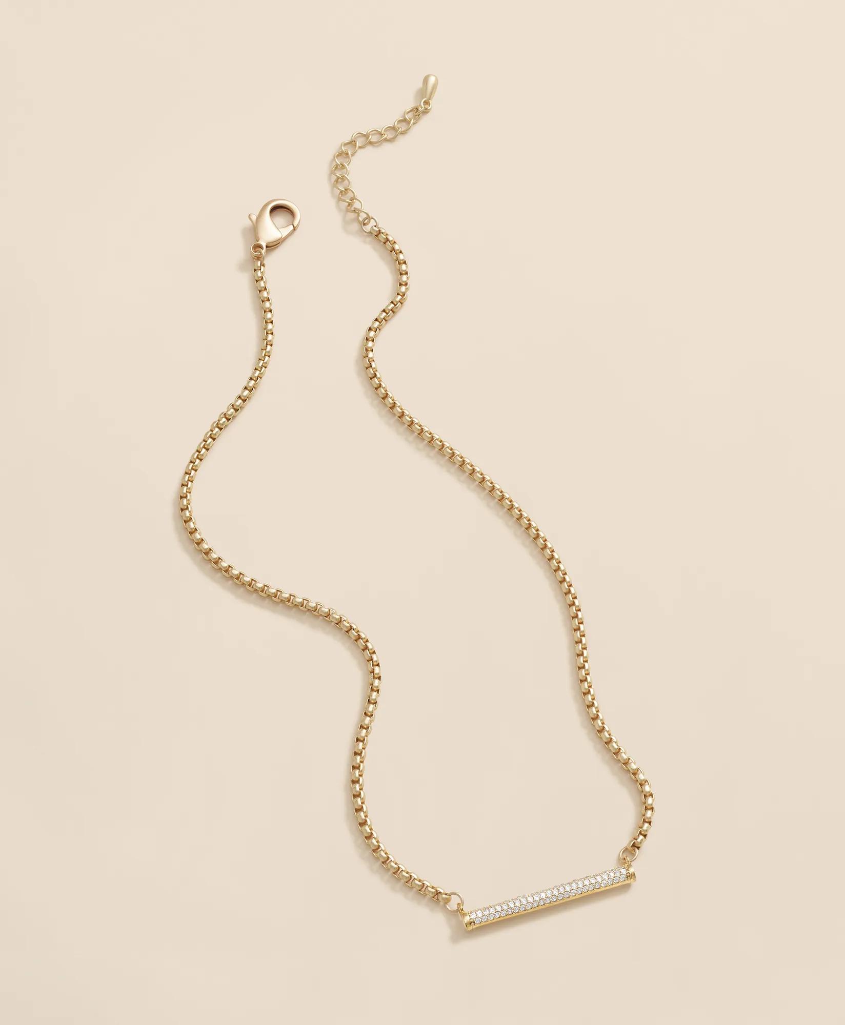 Loni Paul Pave Bar Necklace in 14K Plated Gold