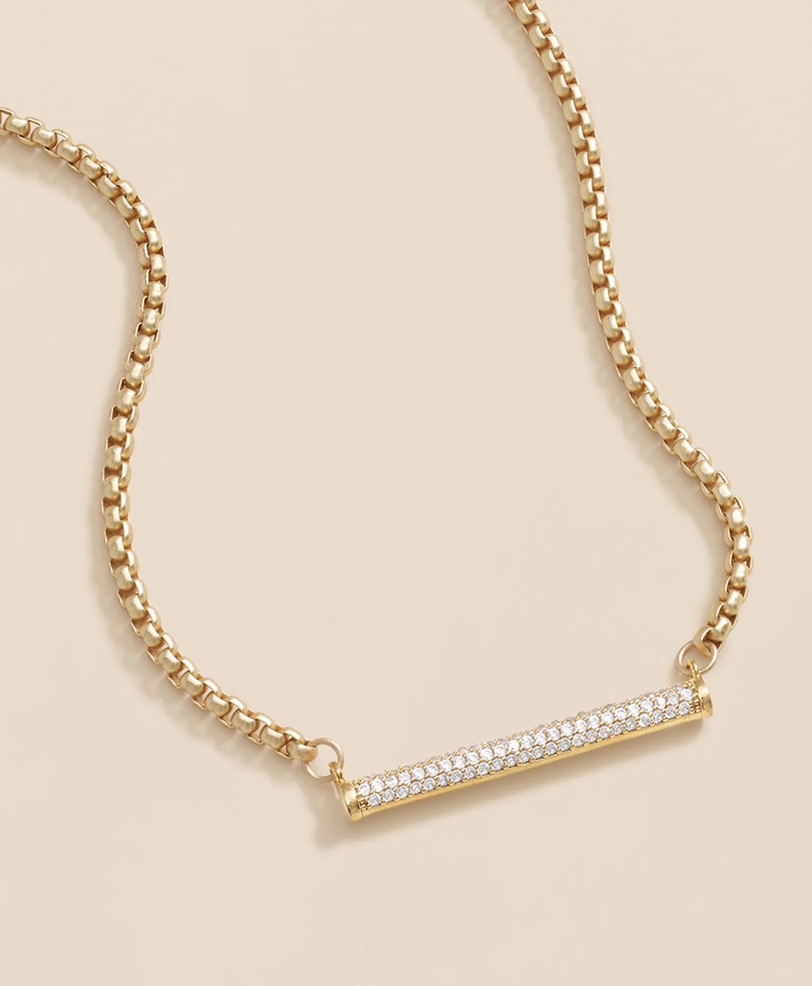 Loni Paul Pave Bar Necklace in 14K Plated Gold
