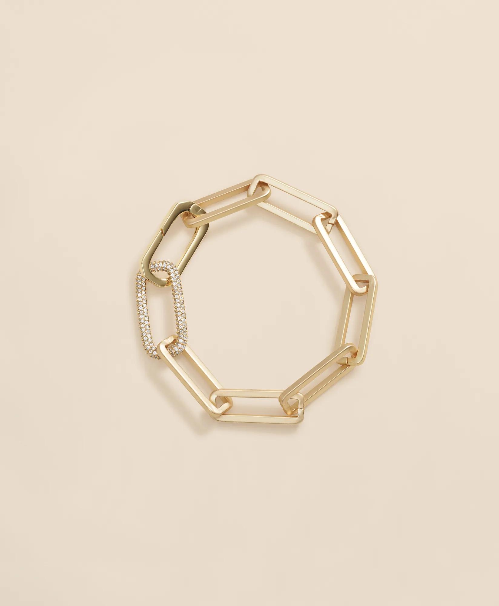 Loni Paul Gold Rectangle Paperclip Bracelet in 14K Plated Gold