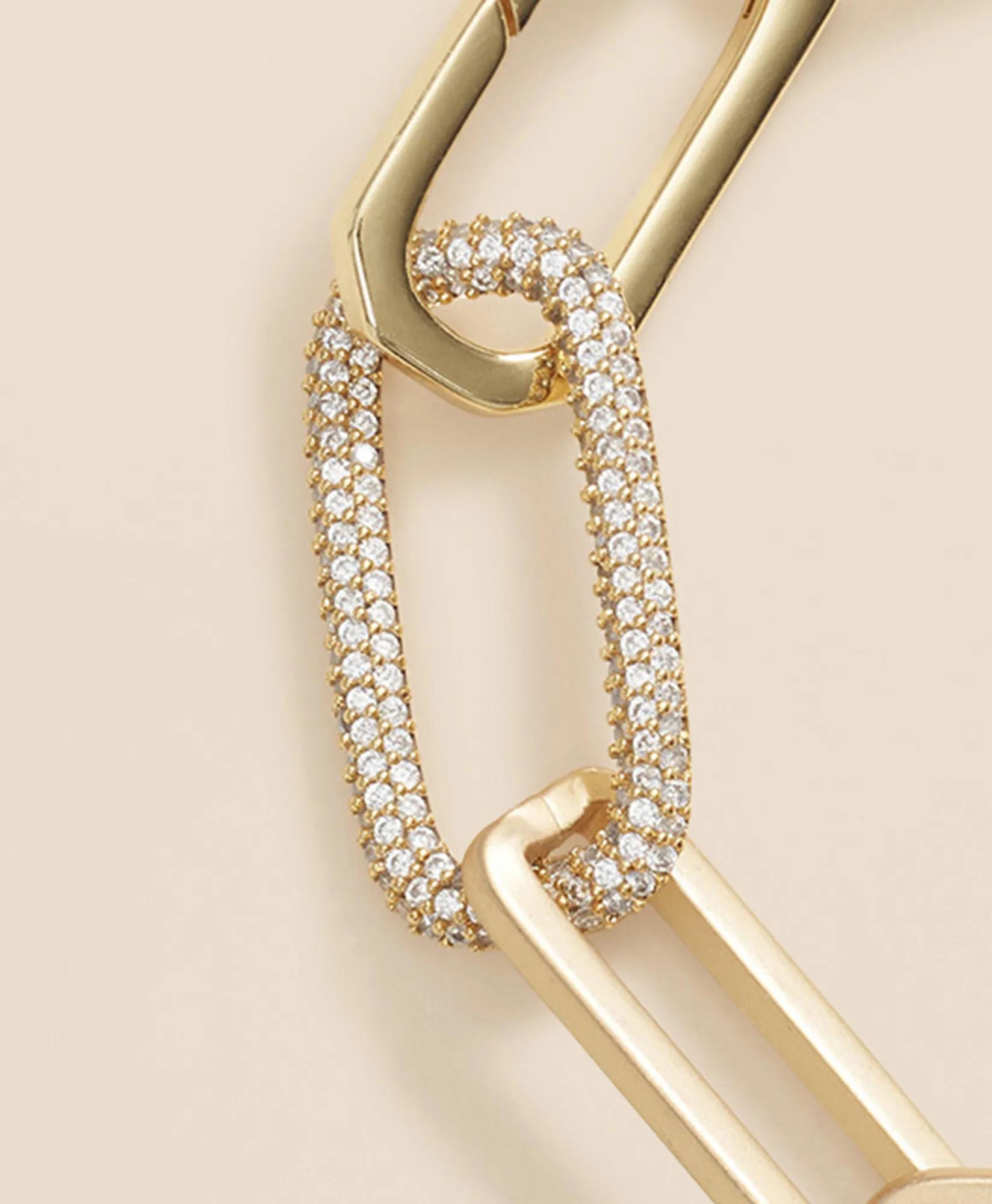 Loni Paul Gold Rectangle Paperclip Bracelet in 14K Plated Gold