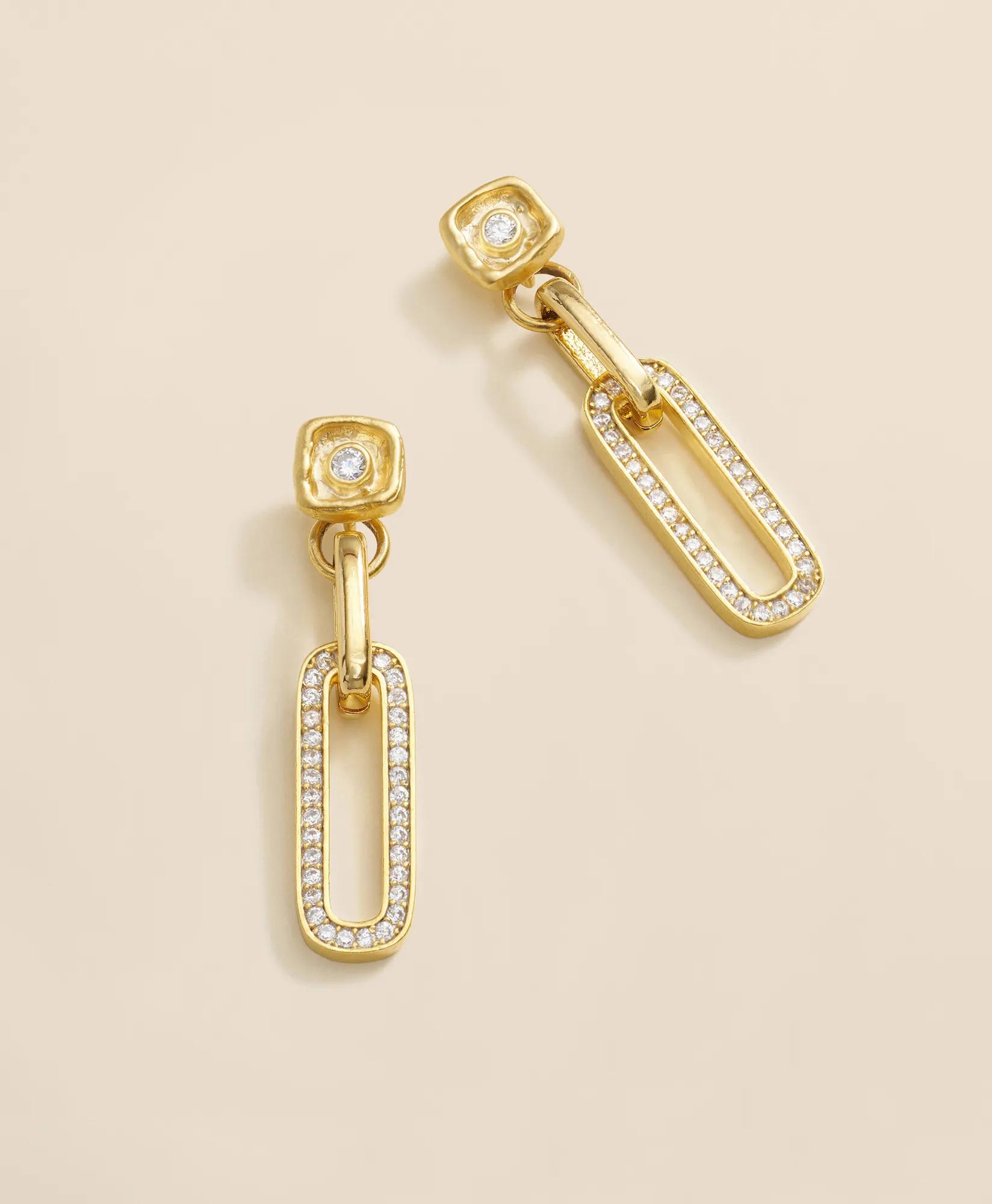 Loni Paul Pave Chain Link Earrings in 14K Plated Gold