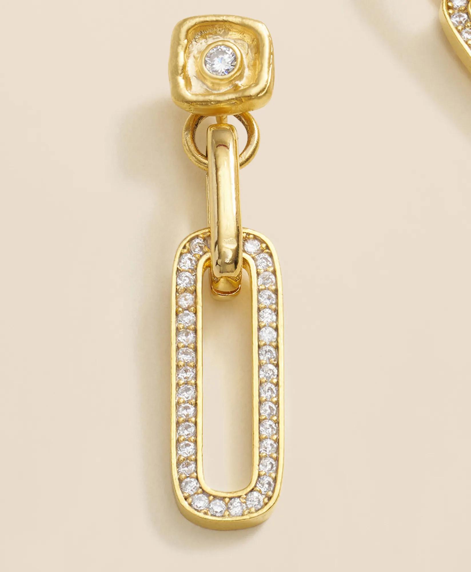 Loni Paul Pave Chain Link Earrings in 14K Plated Gold