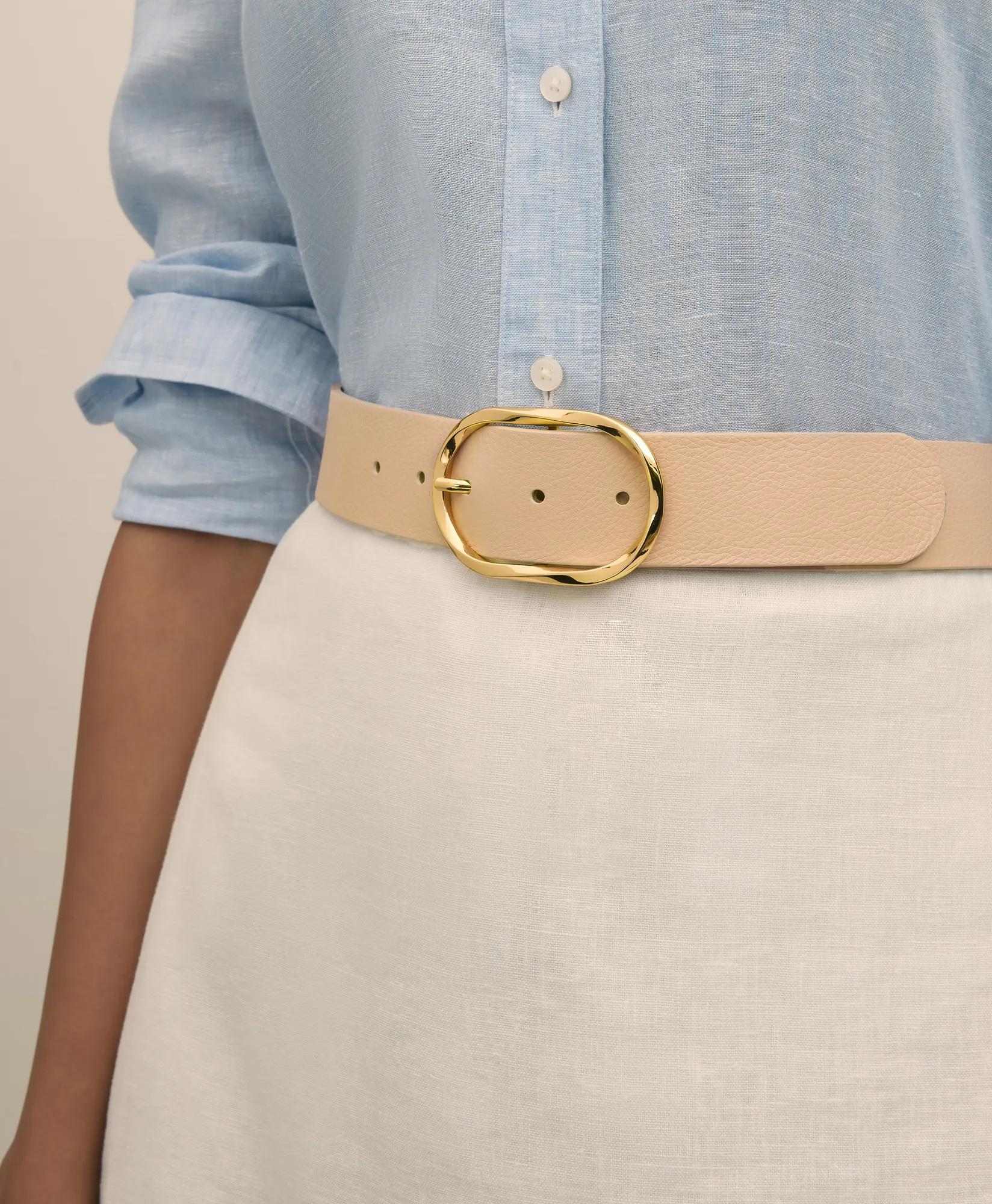 B-Low the Belt Gold-Tone & Leather Twisted Buckle Belt