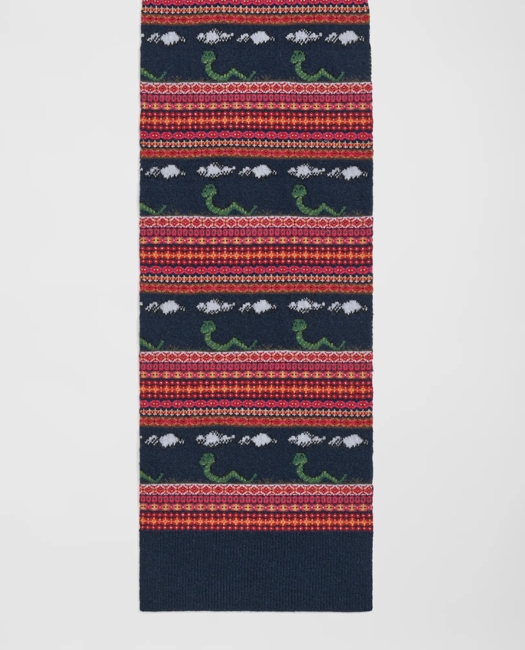 Lunar New Year Wool-Blend Fair Isle Snake Motif Scarf