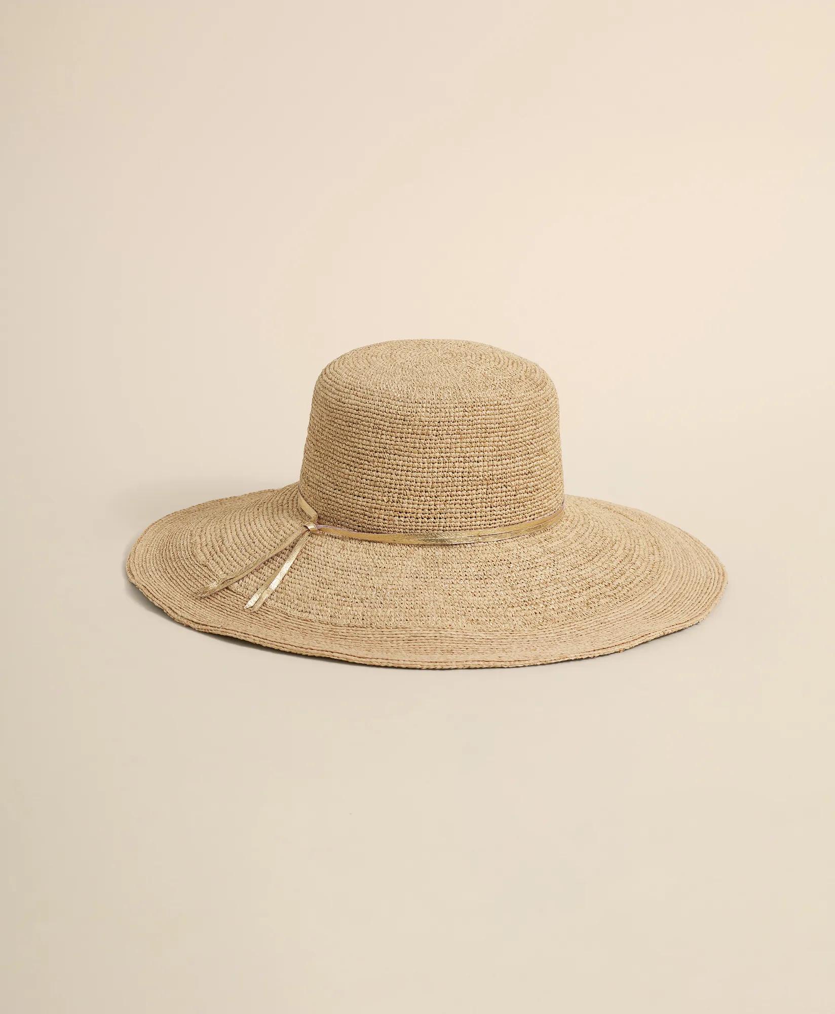 Flora Bella Raffia Sun Hat With Gold-Tone Accents