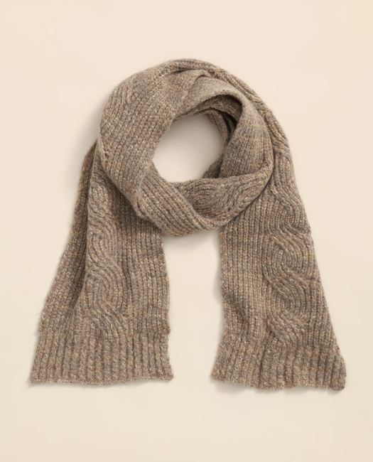 Alpaca-Cotton-Wool Blend Cable Knit Wrap Scarf