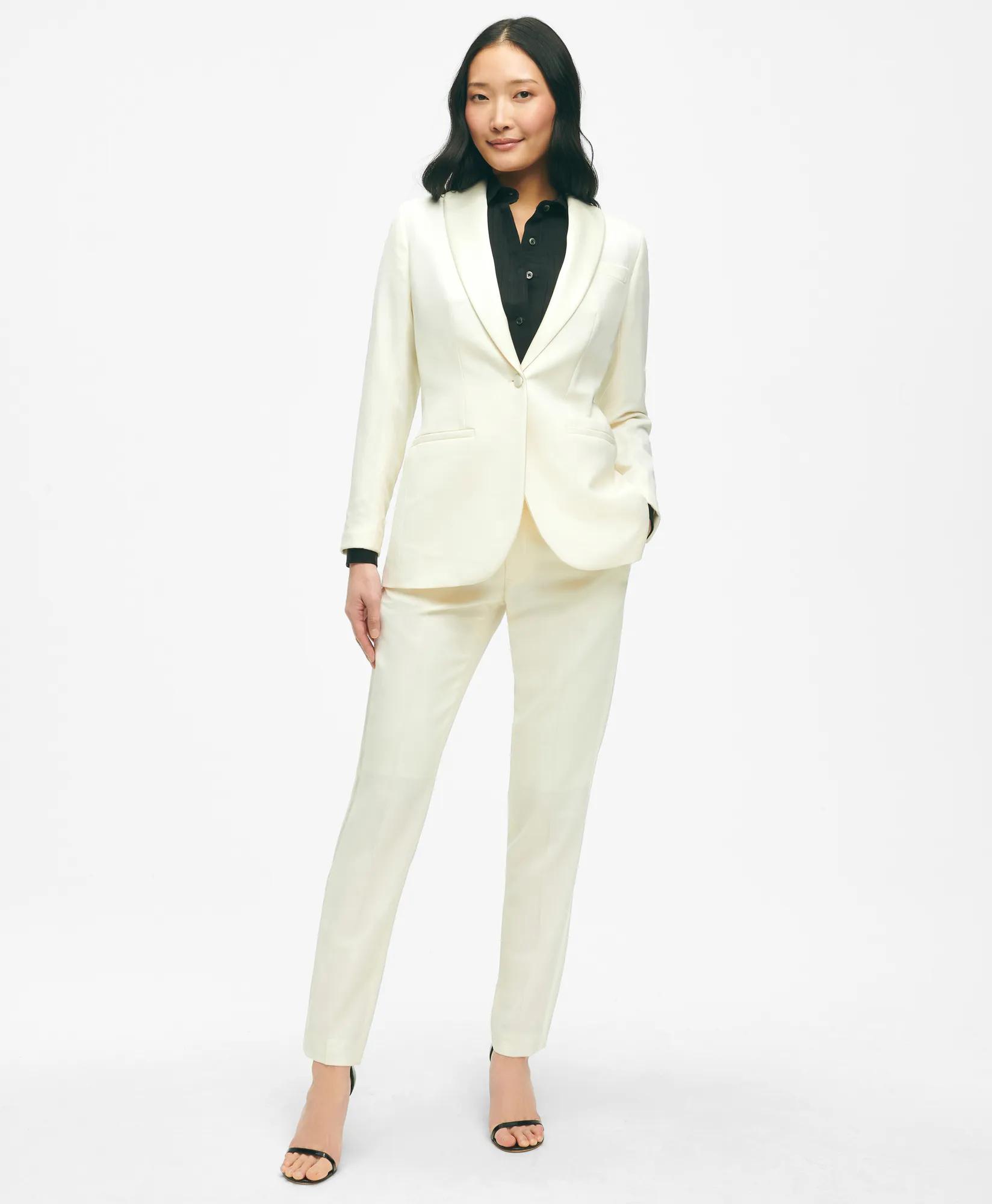 Black Fleece Peak Lapel Dinner Jacket in Merino Wool-Silk Faille