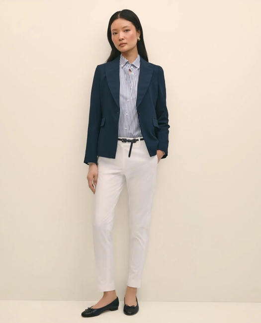 Single-Breasted Peak Lapel Jacket in Fine Twill Stretch Crepe