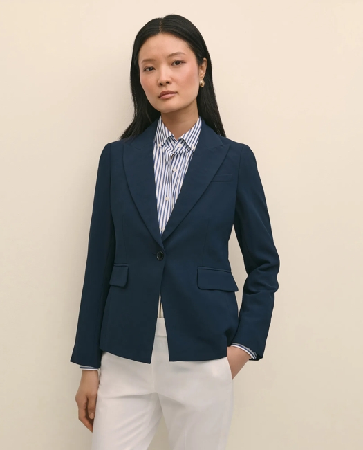 Single-Breasted Peak Lapel Jacket in Fine Twill Stretch Crepe