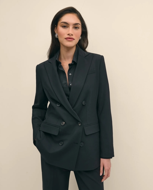 The Essentials Double-Breasted Peak Lapel Jacket in Wool Blend