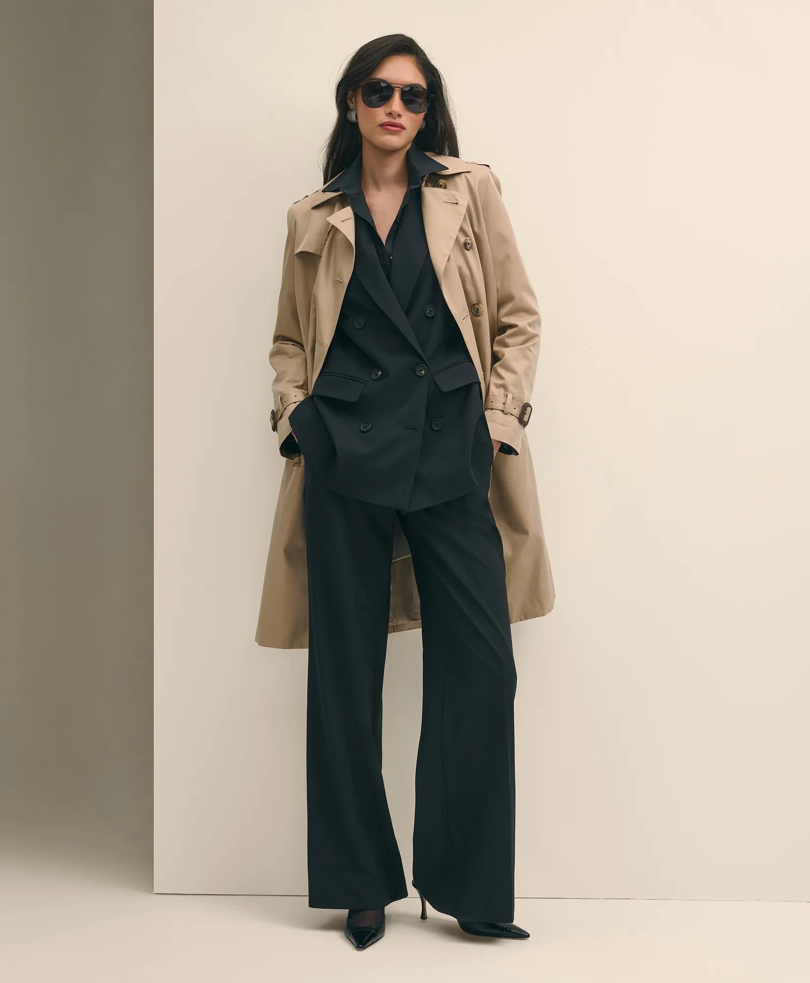 The Essentials Double-Breasted Peak Lapel Jacket in Wool Blend