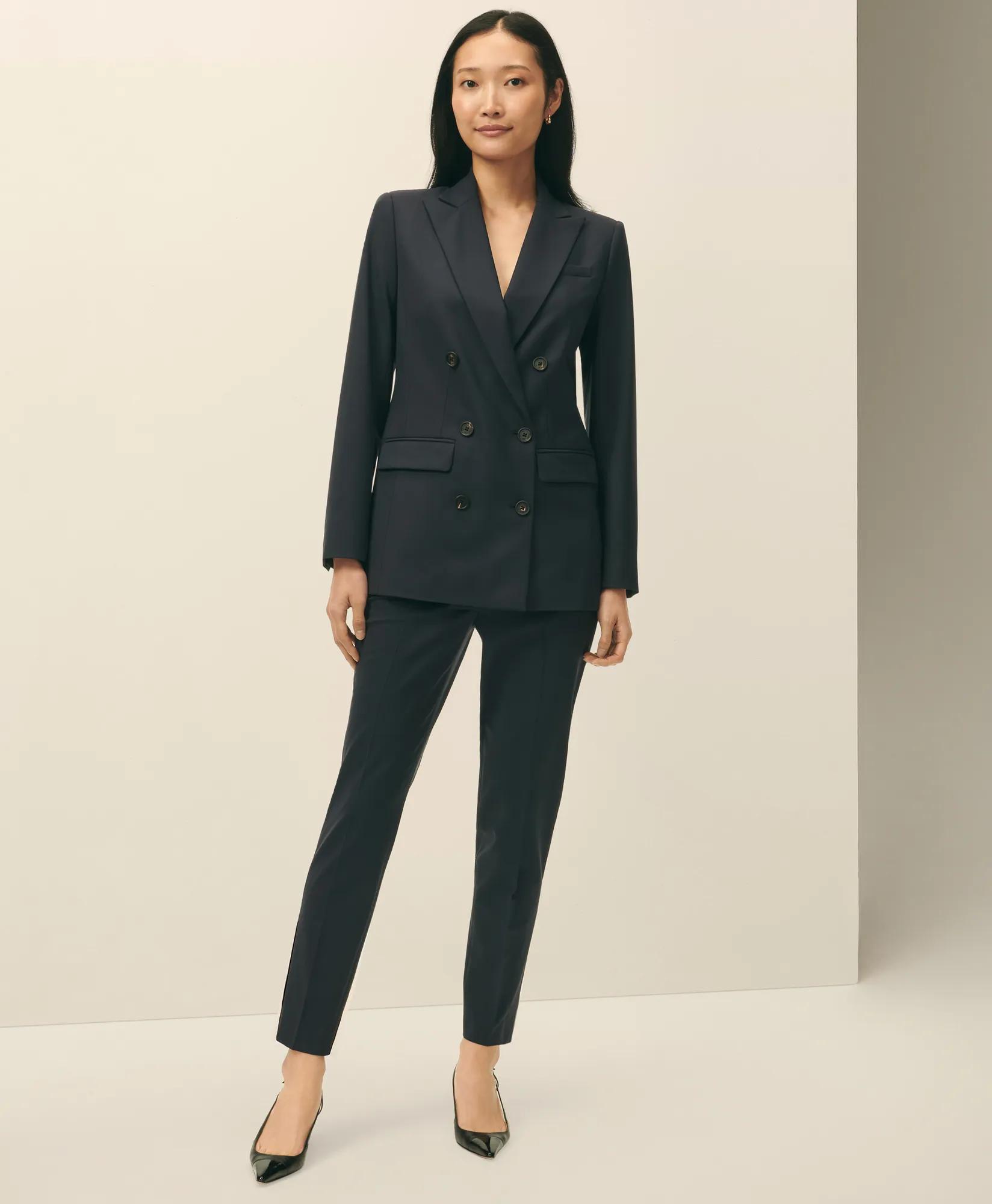 The Essentials Double-Breasted Peak Lapel Jacket in Wool Blend