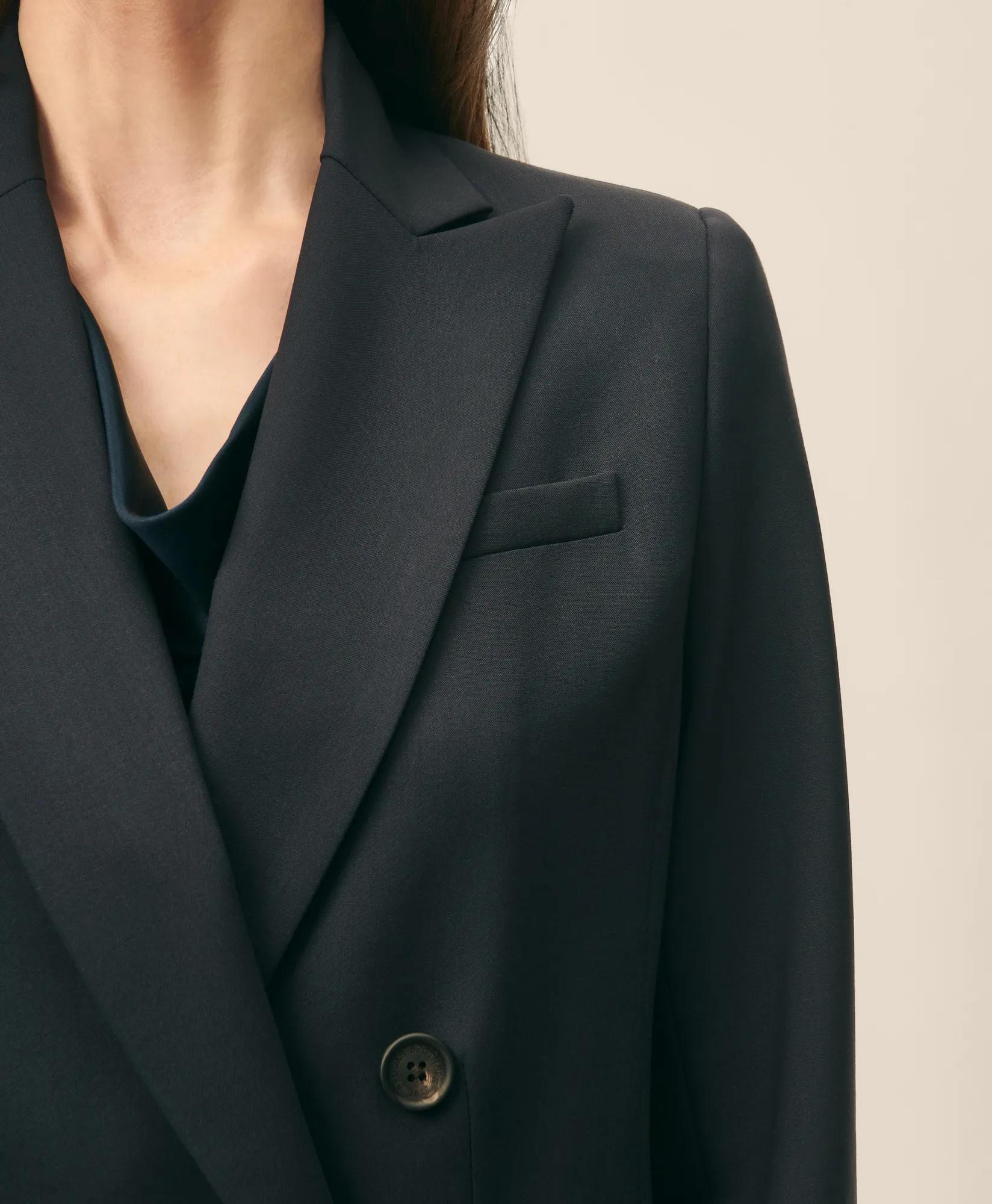The Essentials Double-Breasted Peak Lapel Jacket in Wool Blend