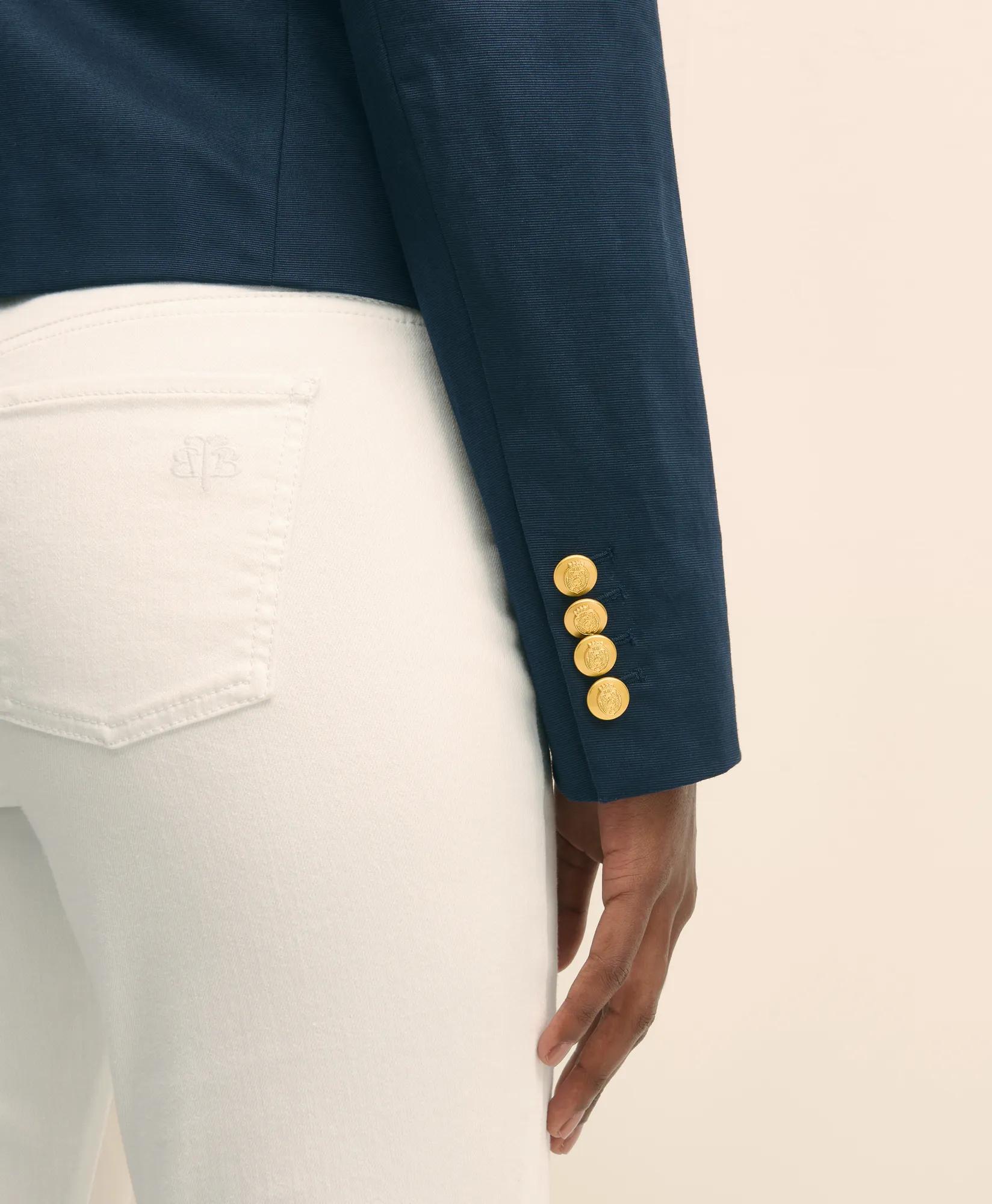 Cropped Double-Breasted Blazer in Cotton Faille