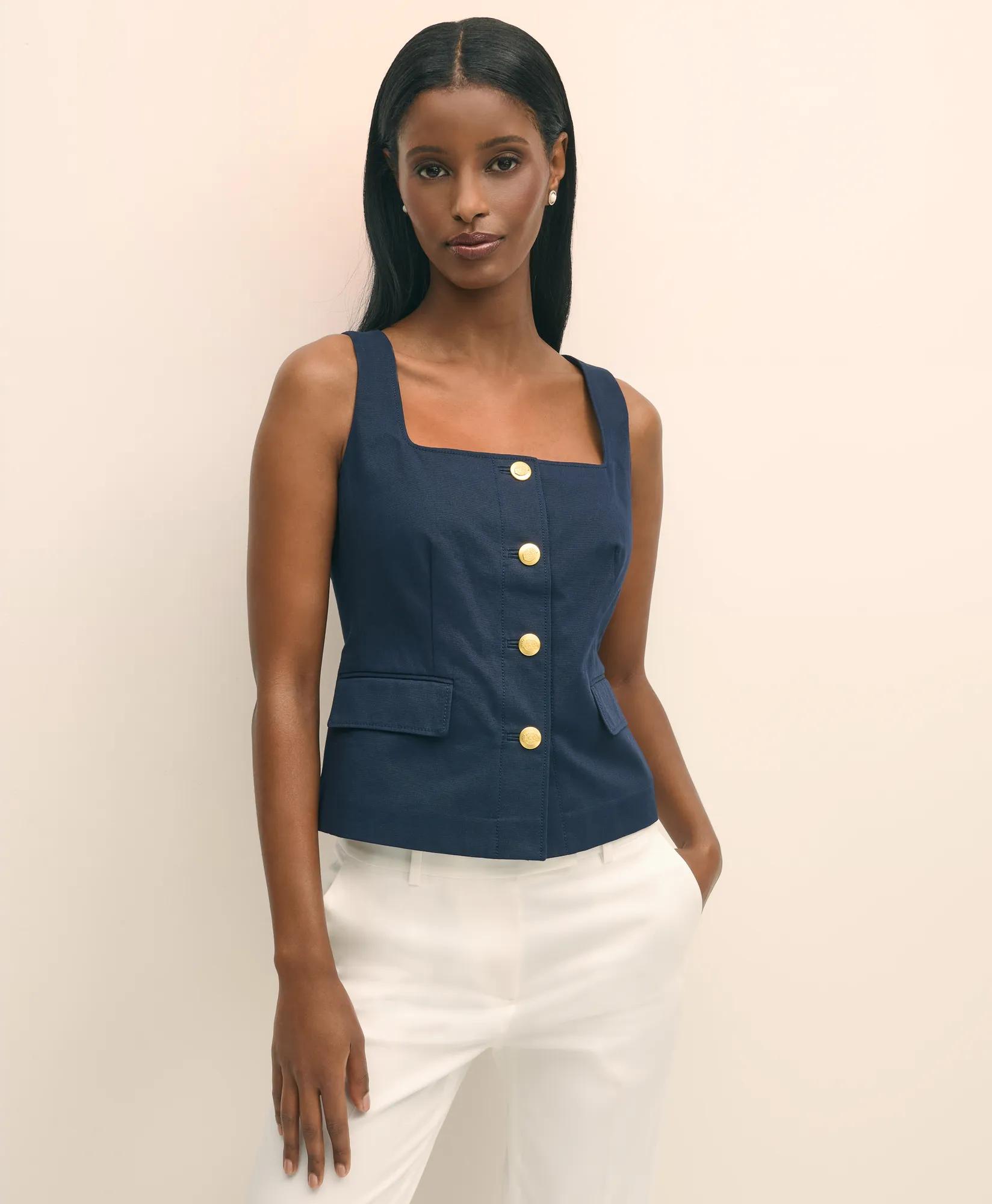 Square Neck Vest in Cotton Faille