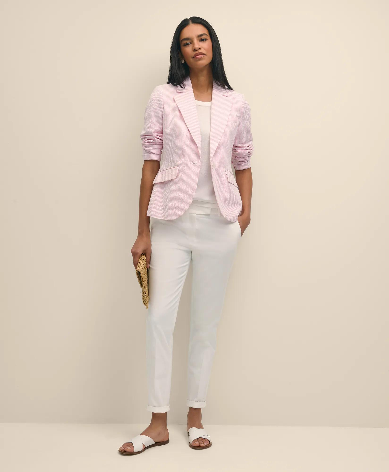 Cotton Blend Seersucker Jacket - Pink