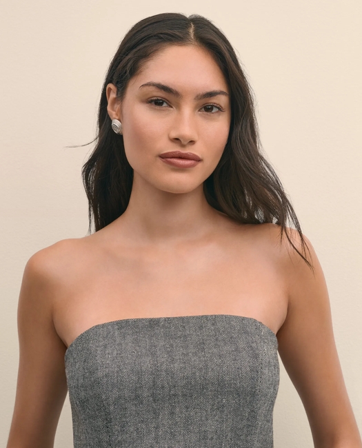 Wool-Blend Herringbone Bustier