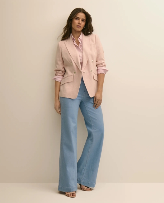 Viscose Melange Tweed Double-Breasted Jacket