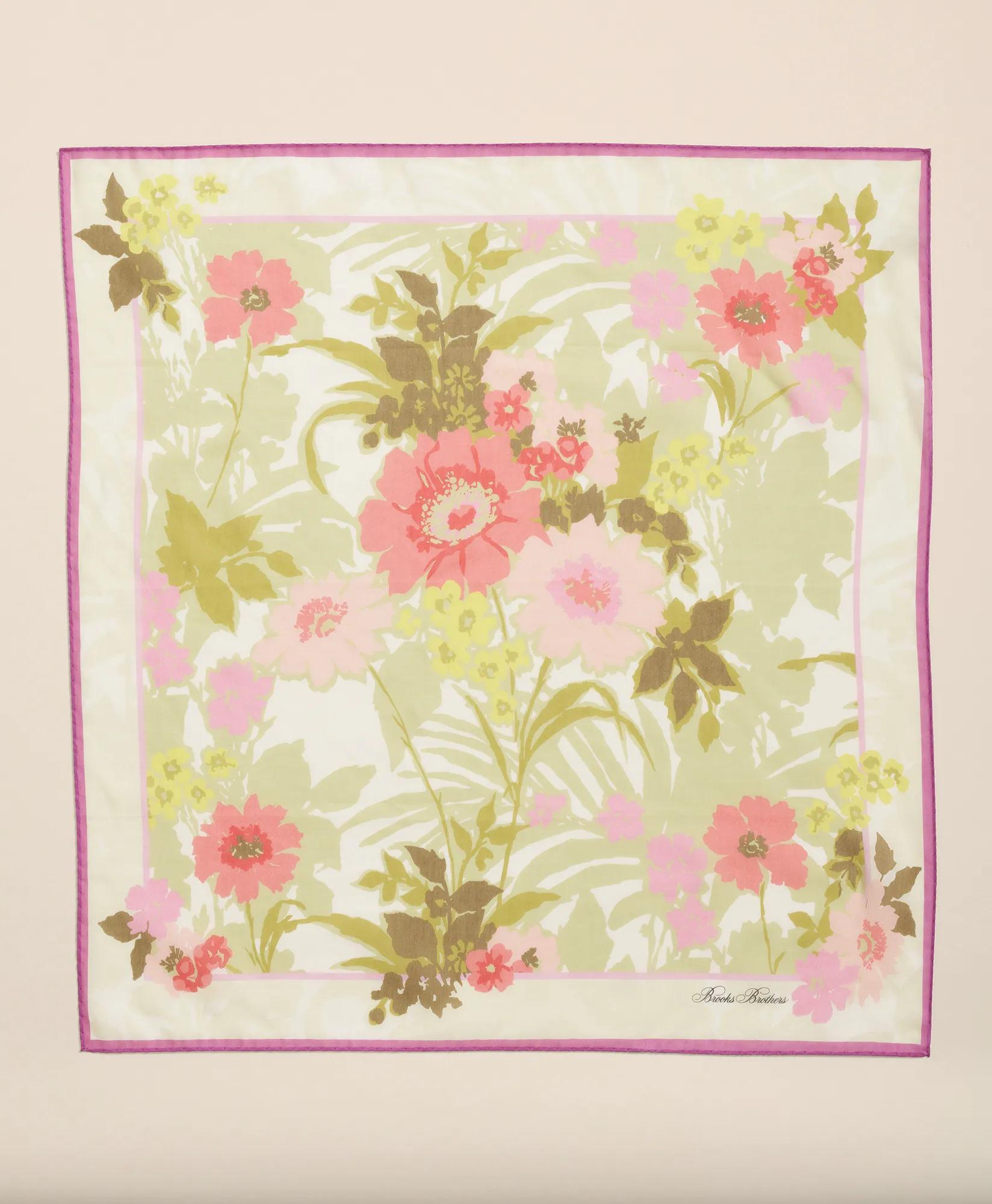 Cotton-Silk Floral Neck Scarf - Pink Multi