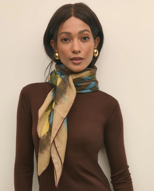 Modal Cashmere Plaid Brush Stroke Scarf