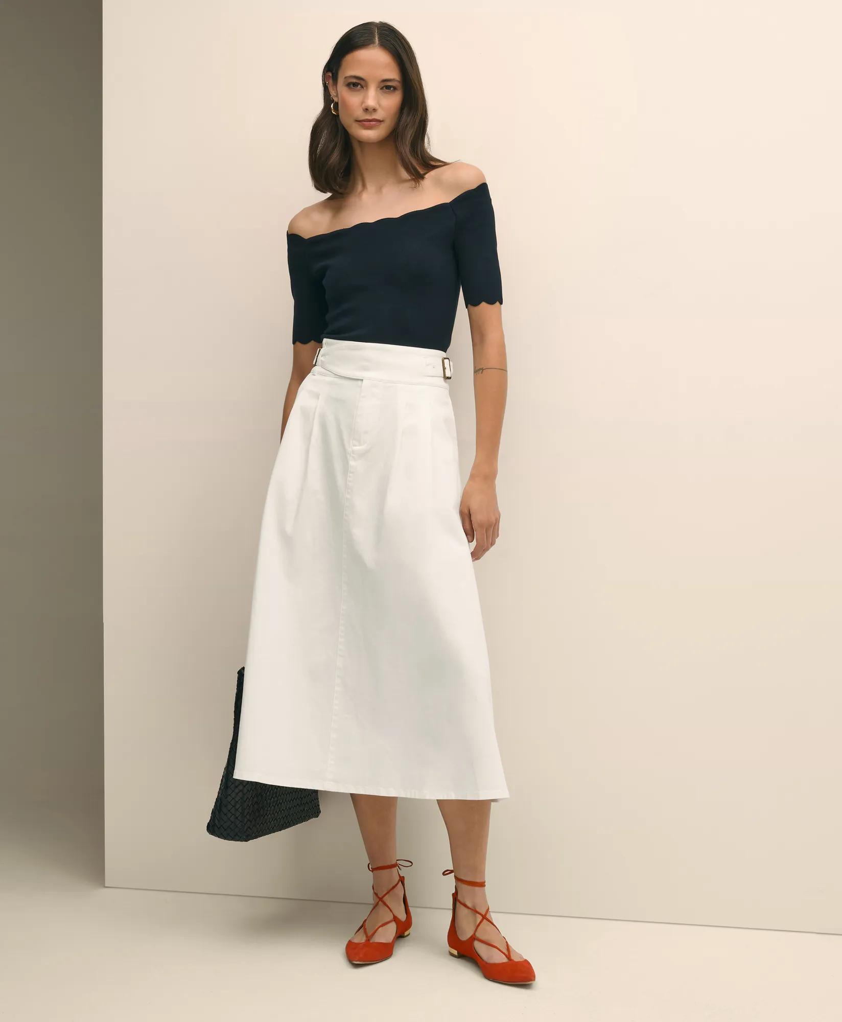 Gurkha Pleated Skirt in Cotton Blend