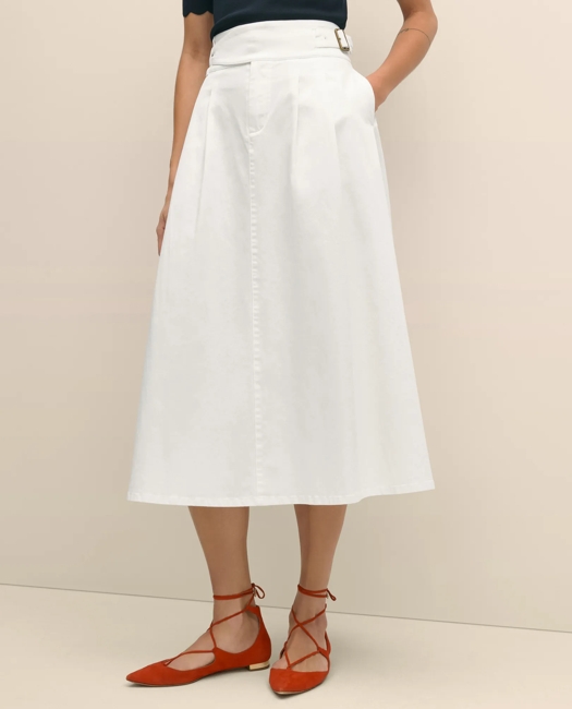 Gurkha Pleated Skirt in Cotton Blend