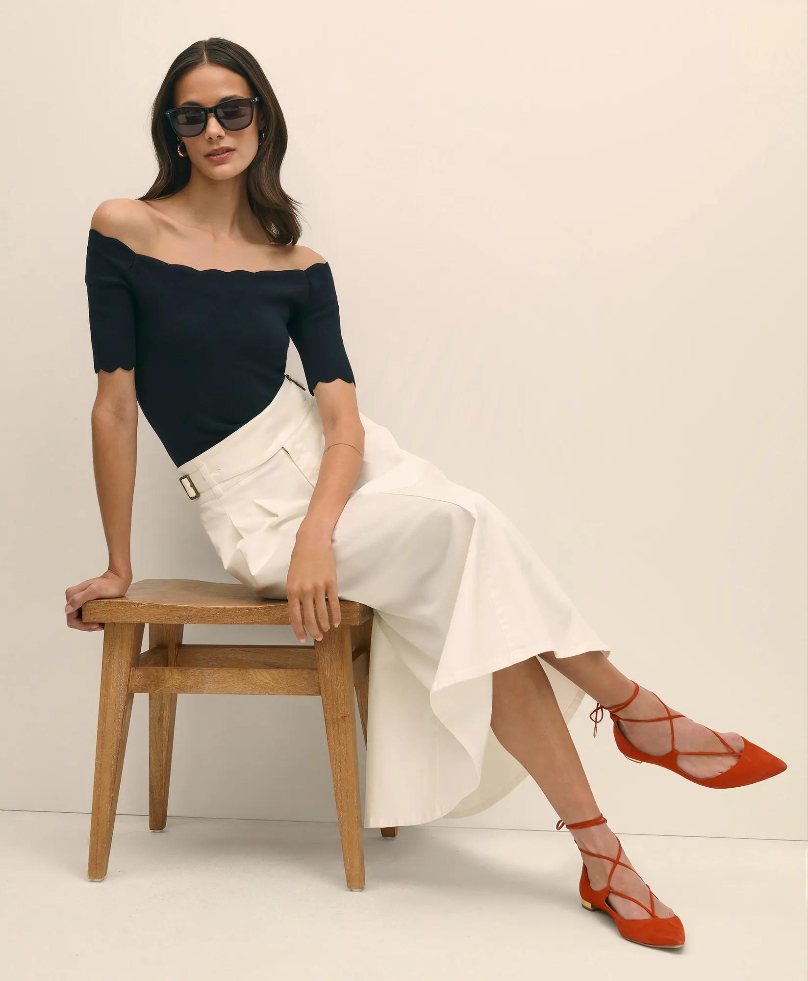 Gurkha Pleated Skirt in Cotton Blend