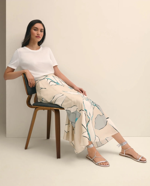 Flare Midi Skirt In Abstract Print